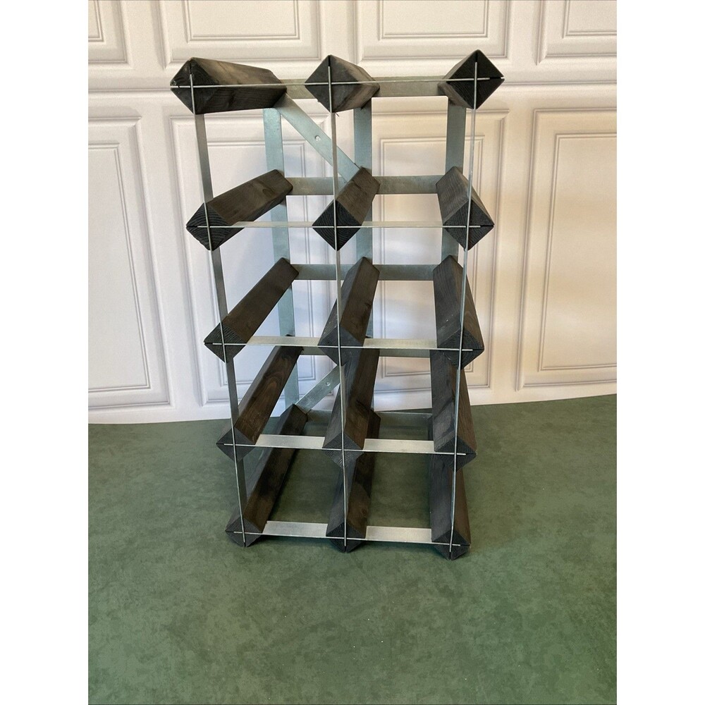 Vintage MCM Wood And Metal Wine Rack.16.5”x 9”